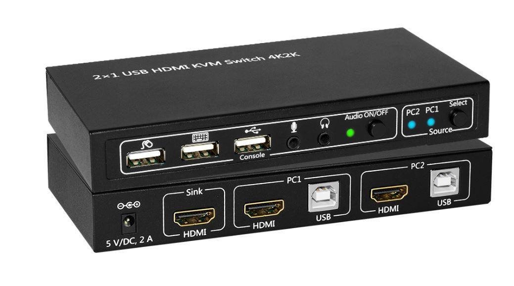 Microconnect MC-HDMI-USBKVM switch per keyboard-video-mouse kvm Nero (HDMI & USB KVM Switch 2 ports - Support Dolby True HD & D