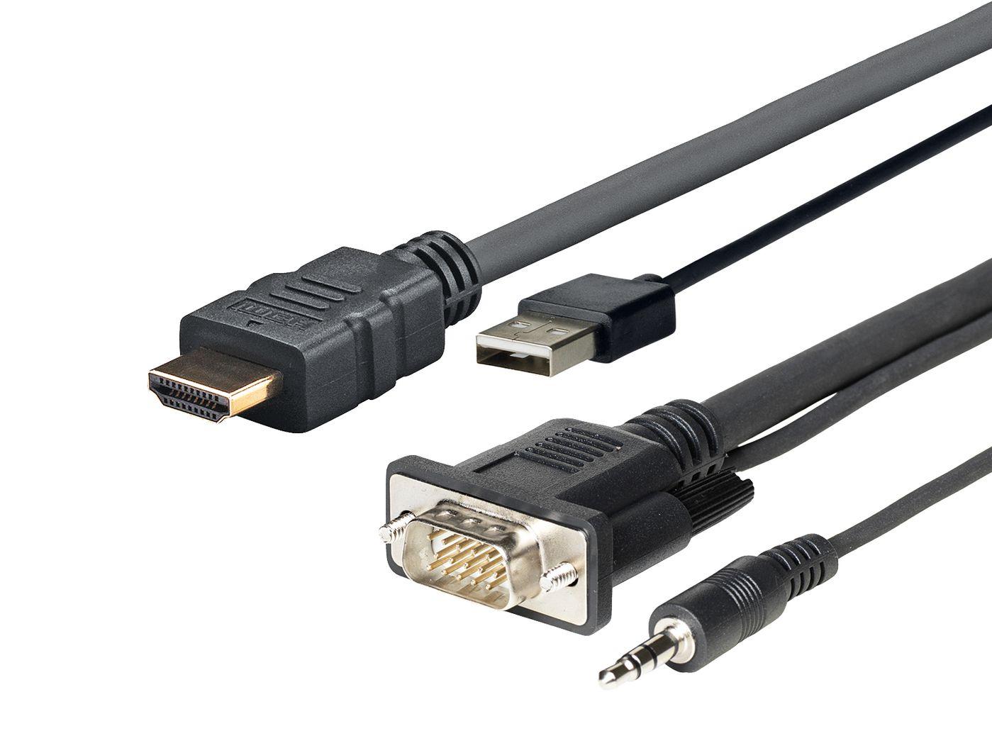 Vivolink PROHDMIMVGA5 cavo e adattatore video 5 m HDMI+VGA+USB+3.5mm HDMI+VGA [D-Sub] +USB+3.5mm Nero (PRO HDMI+USB+VGA/AUDIO -