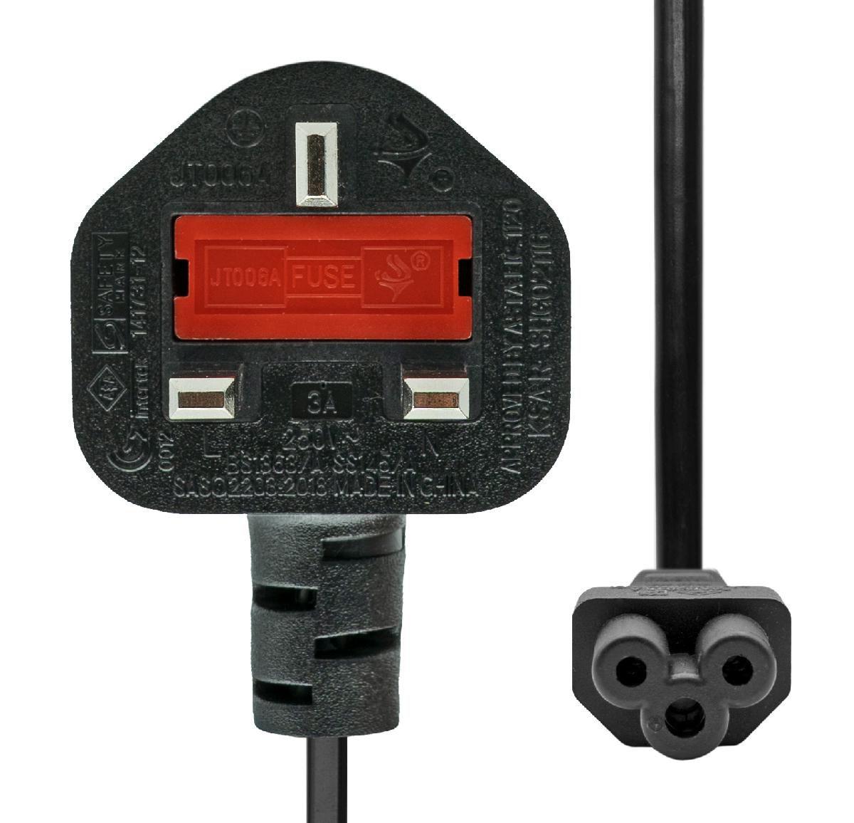 Power Cord UK to C5 Angled 2M - Black - Warranty 360M