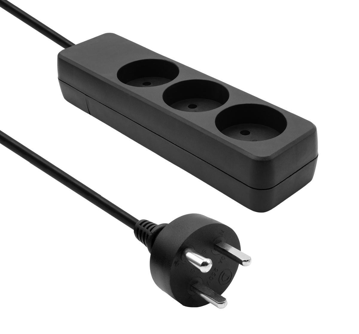 Danish Power Strip 3-way 7M - IT Black - Warranty 360M
