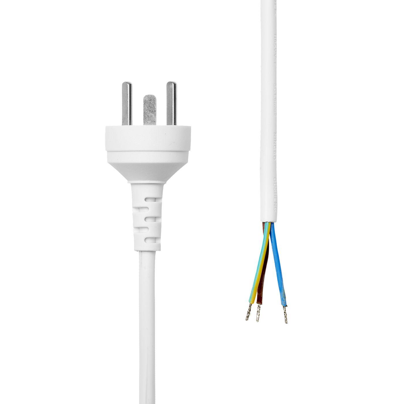 Power Cord Denmark EDB to - Open End 10M White - Warranty 360M