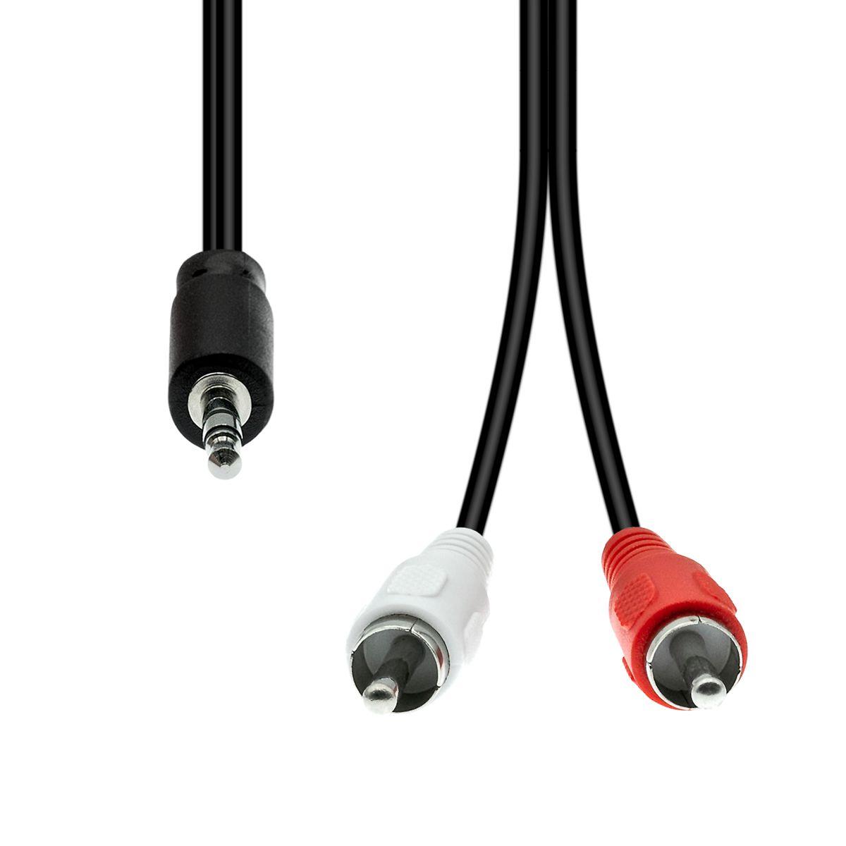 3-Pin to 2 x RCA Cable M-M - Black 0.5M - Warranty 360M
