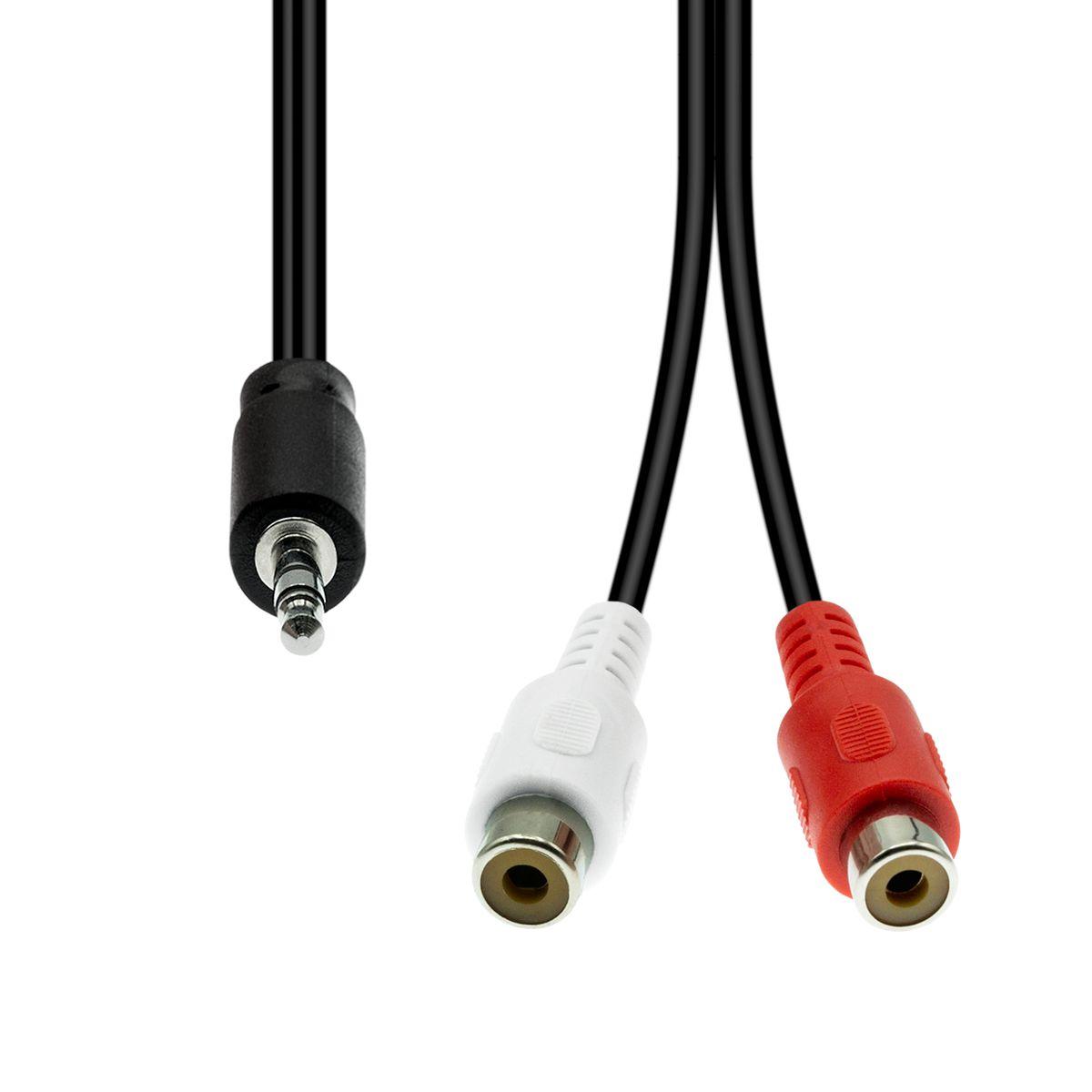 3-Pin to 2 x RCA Cable M-F - Black 20cm - Warranty 360M