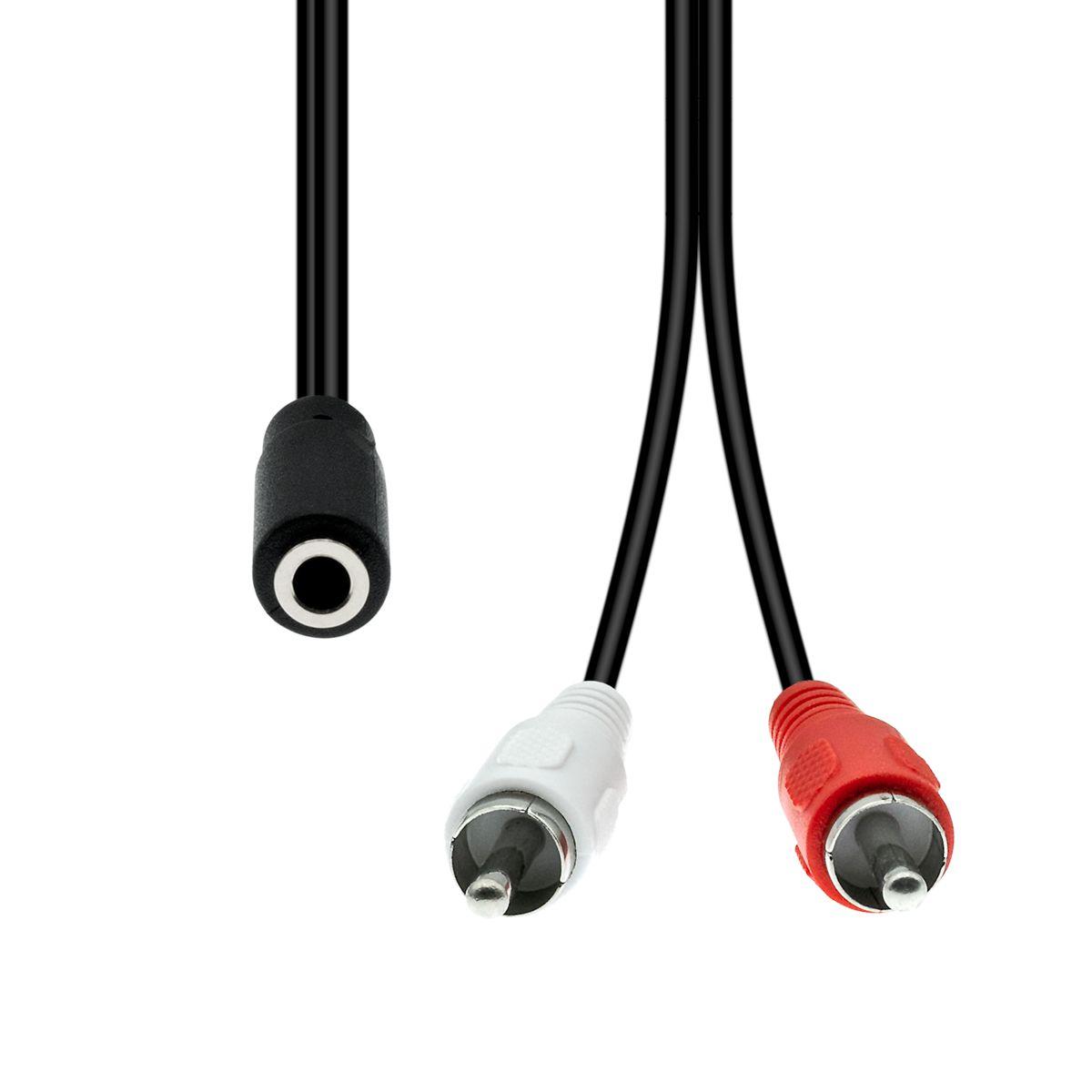 3-Pin to 2 x RCA Cable F-M - Black 20cm - Warranty 360M