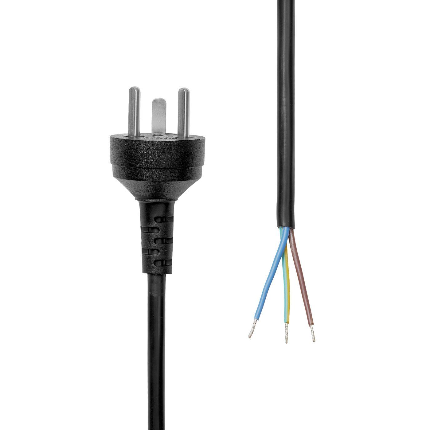 Power Cord Denmark EDB to - Open End 10M Black - Warranty 360M