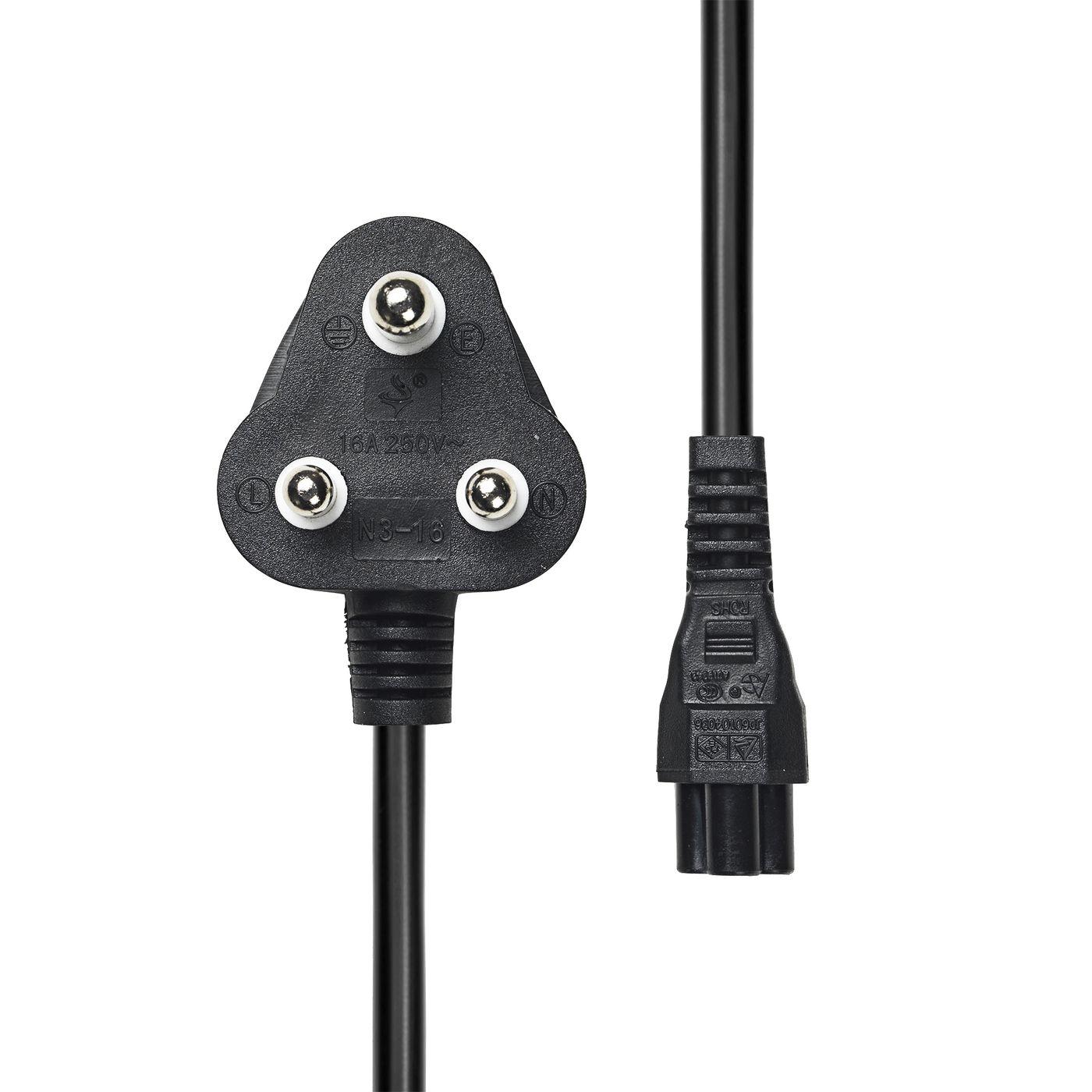 Power Cord South Africa - Angled to C5 2M Black - Warranty 360M