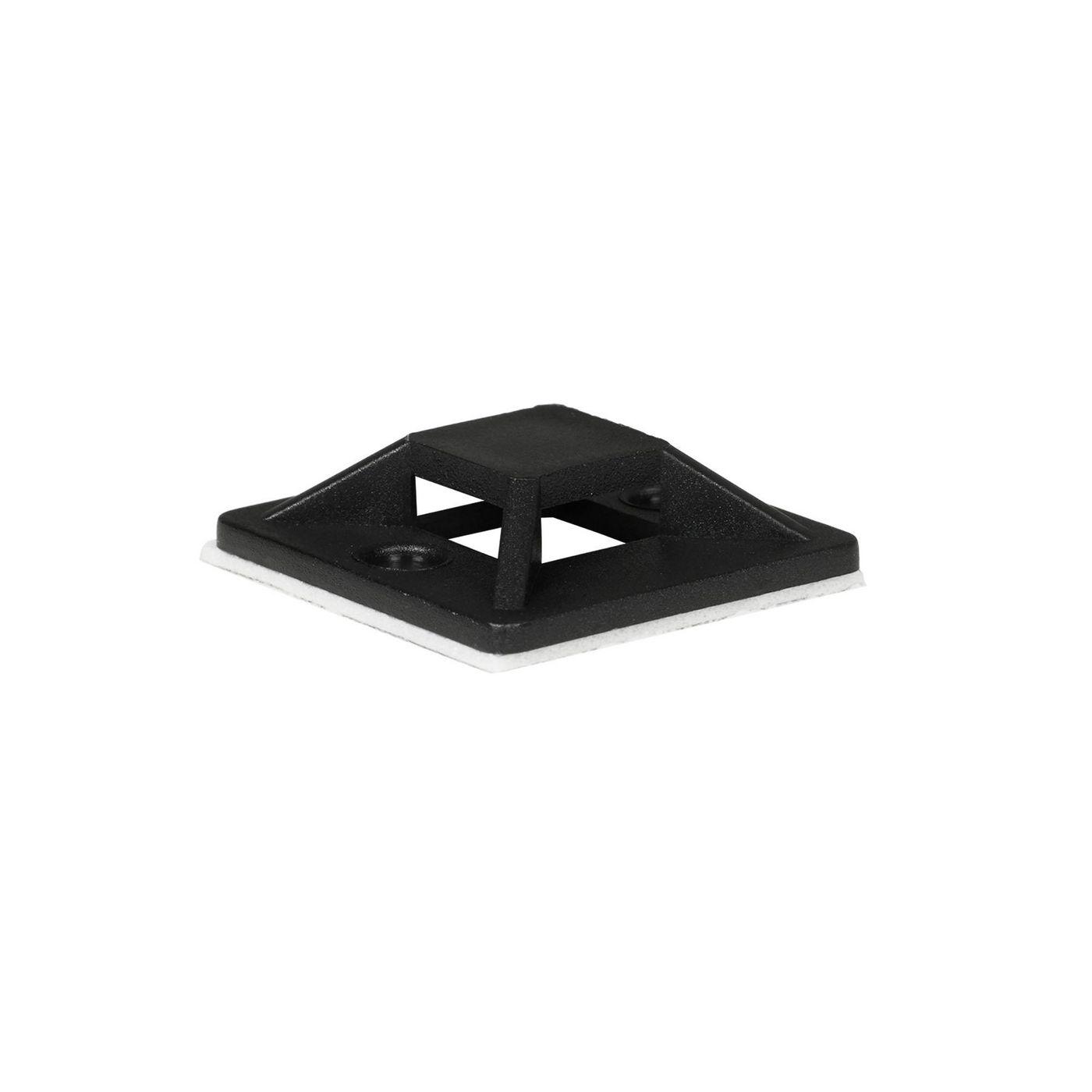 Self Adhesive Cable Clips - 25mm x 25mm Black 50pcs in a - bag - Warranty 36M