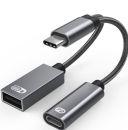 USB-C to USB-C PD and USB-A - 2.0 Female Adapter 13cm - included plugs - Warranty 360M