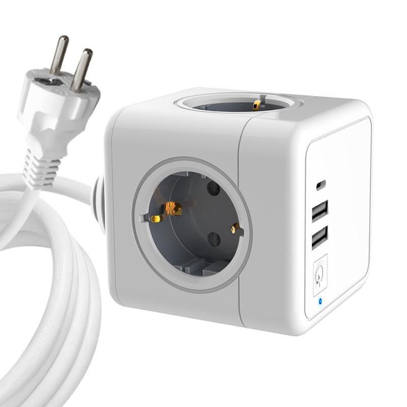 4-way Schuko Power Cube 1.4M - White - Warranty 360M