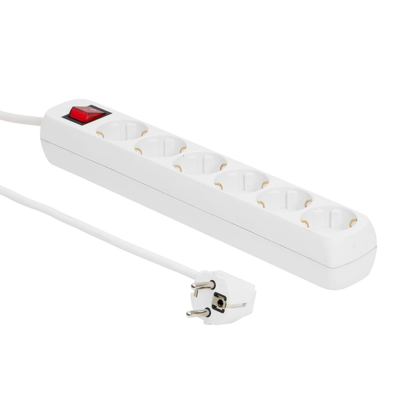 Schuko Power Strip 6-way 5M - White - Warranty 360M