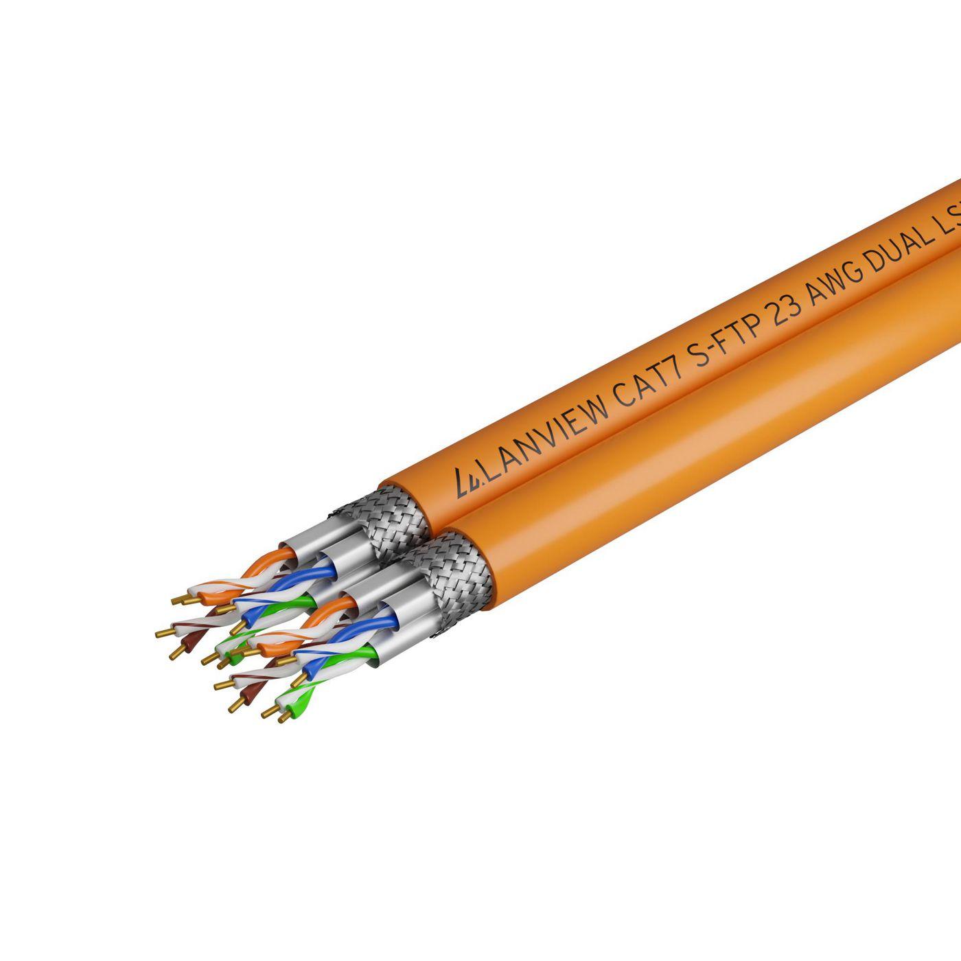 Lanview LVN122510 cavo di rete Arancione 500 m Cat7 S/FTP [S-STP] (Cat7 S-FTP Network Cable Dual - 2x[4x2xAWG23] LSZH Orange -