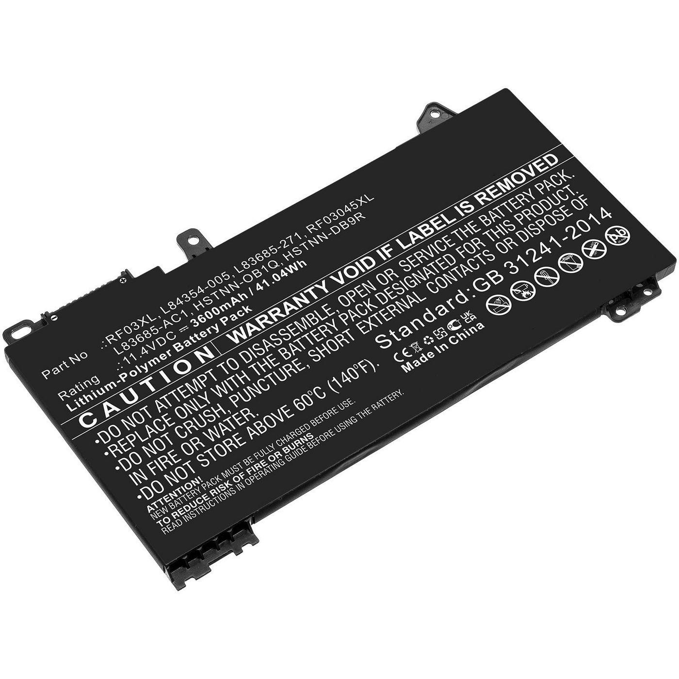 CoreParts MBXHP-BA0308 ricambio per laptop Batteria (Battery 41.04Wh Li-Polymer - 11.4V 3600mAh, Black for HP - Notebook, Lapto