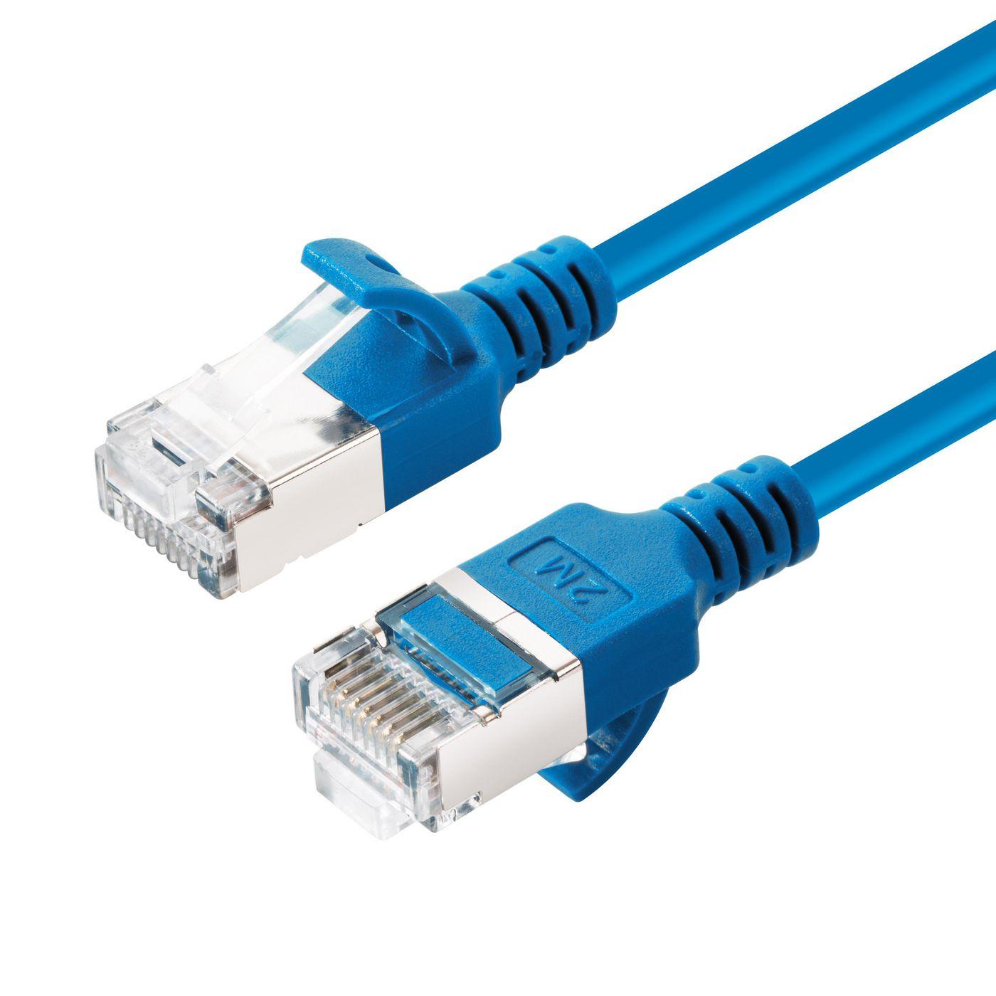 Microconnect V-FTP6A005B-SLIM cavo di rete Blu 05 m Cat6a U/FTP STP (CAT6A U-FTP Slim LSZH 0.50m - Network Cable Blue - Warrant