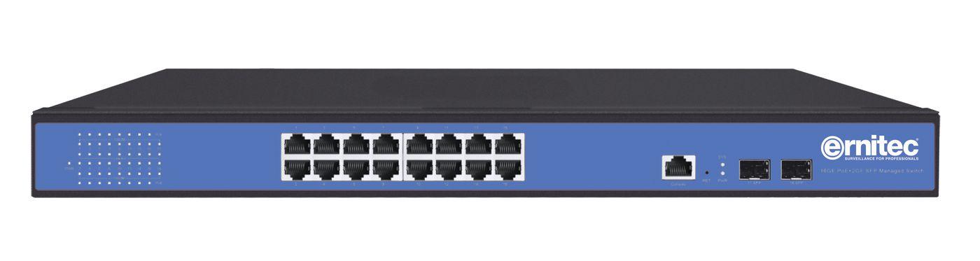Ernitec ELECTRA-M216/2 switch di rete Gestito L2 Gigabit Ethernet [10/100/1000] Supporto Power over Ethernet [PoE] Nero, Blu (M