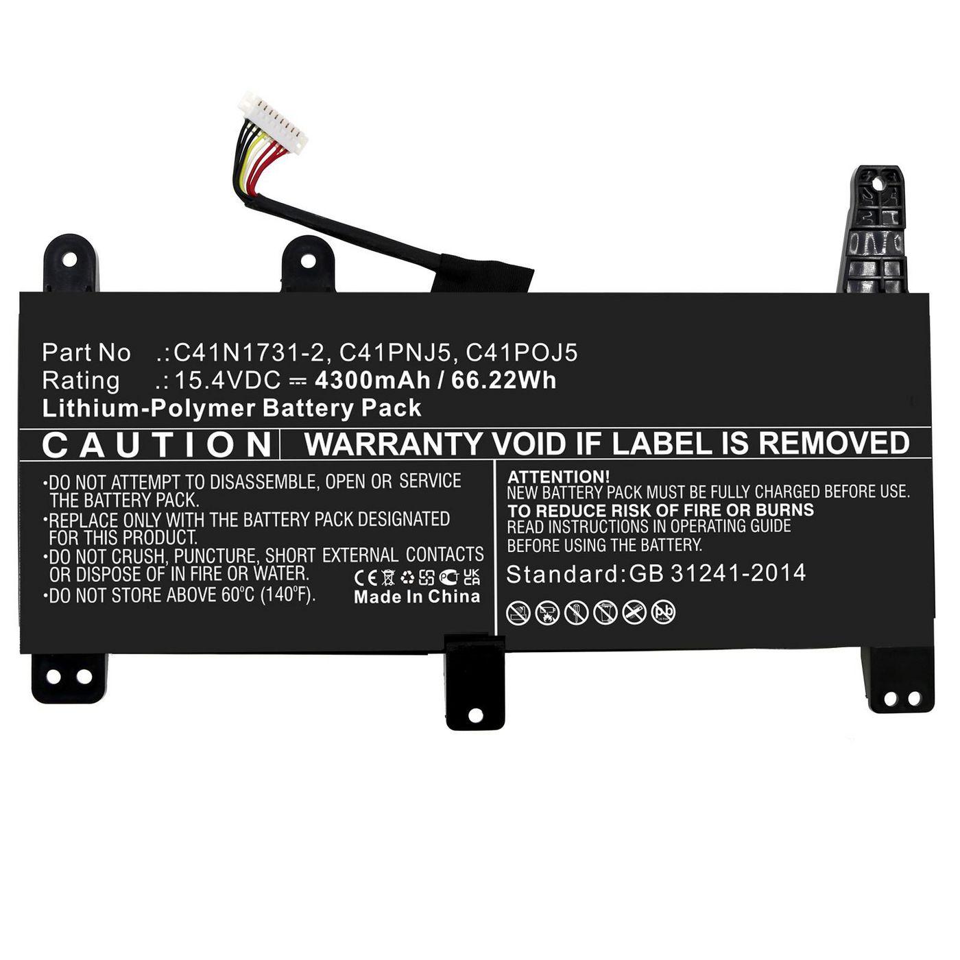 CoreParts MBXAS-BA0313 ricambio per laptop (Battery 66.22Wh Li-Polymer - 15.4V 4300mAh for Asus - Notebook, Laptop Battery for
