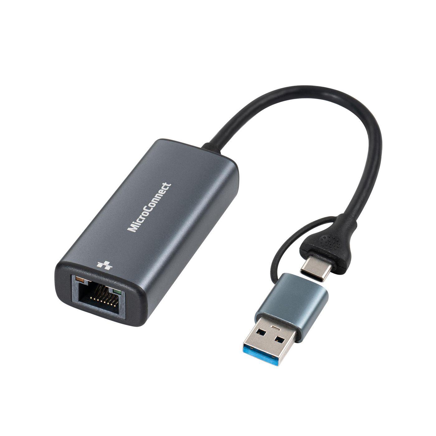 Microconnect MC-USBACNET2.5G adattatore per inversione del genere dei cavi USB C RJ-45 Nero (USB-C / A to RJ45 25G - Network Ad