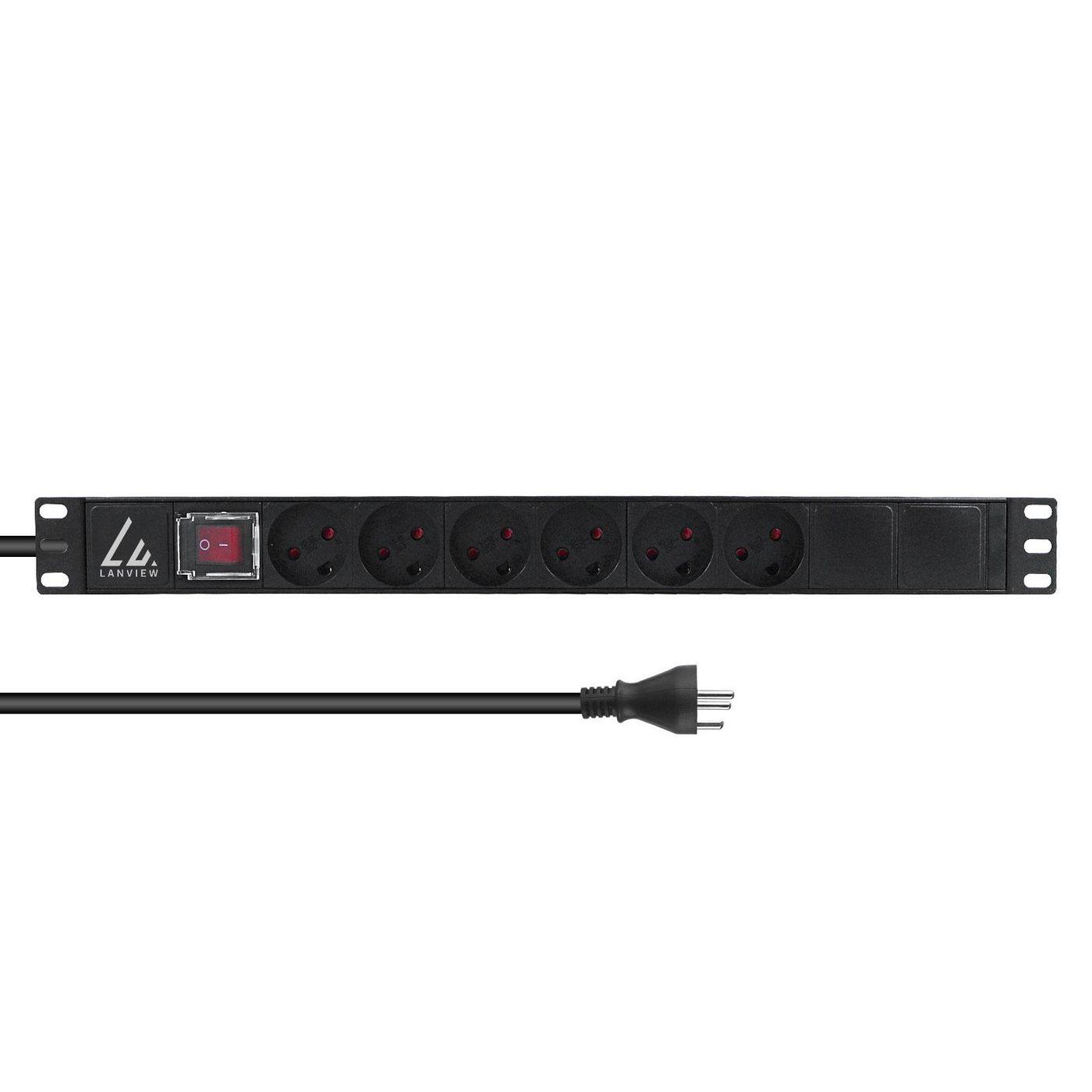 Lanview LVR-3MDK-SW-DK6 non classificato (19" rack mount power strip - ON/OFF Switch 1U 13A with - 6 x danish type K socket an