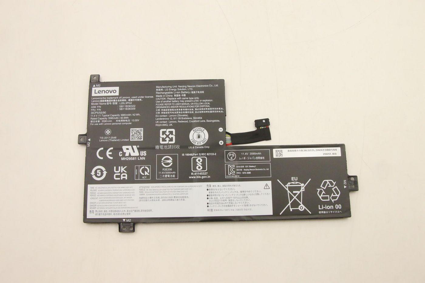 3-cell 11.4V battery for - Lenovo 500e Gen3 notebooks - Warranty: 3M