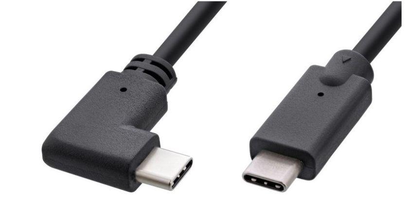 Microconnect USB3.1CC1RA cavo USB 1 m USB 3.2 Gen 2 3.1 Gen 2 USB C Nero (USB-C cable 1m 3.2 Gen2 one - end Angled 60W 10Gbps