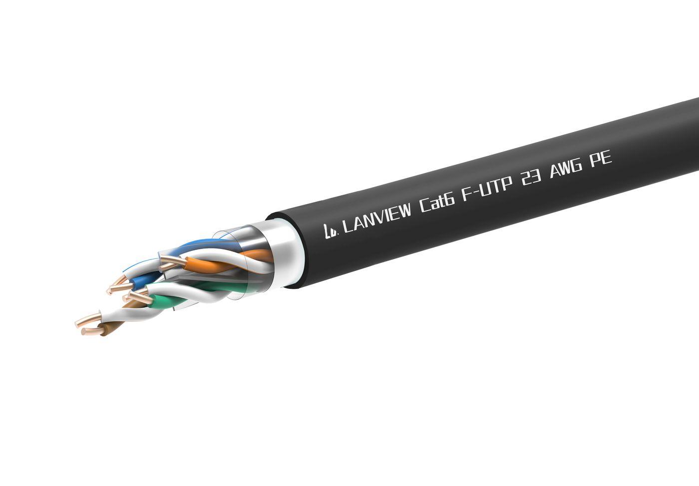 Lanview LVN-CAT6PE-FUTP-305M cavo di rete Cat6 F/UTP FTP (Cat6 F-UTP Network Cable - 4x2xAWG23 PE black 305m - Outdoor - Warran