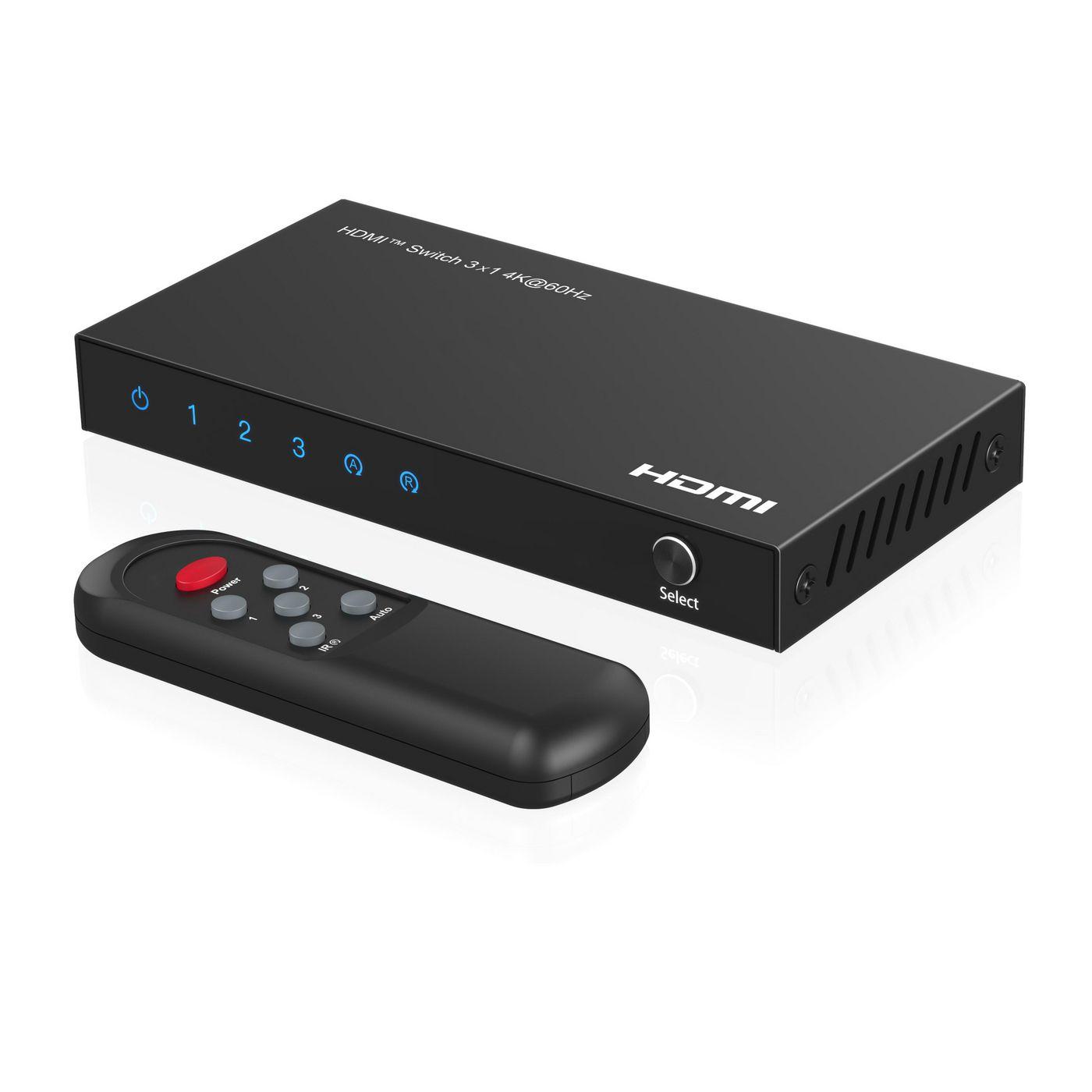 4K@60Hz HDMI Switch 3x1, HDCP - 2.2, w/ Remote control - Warranty: 300M