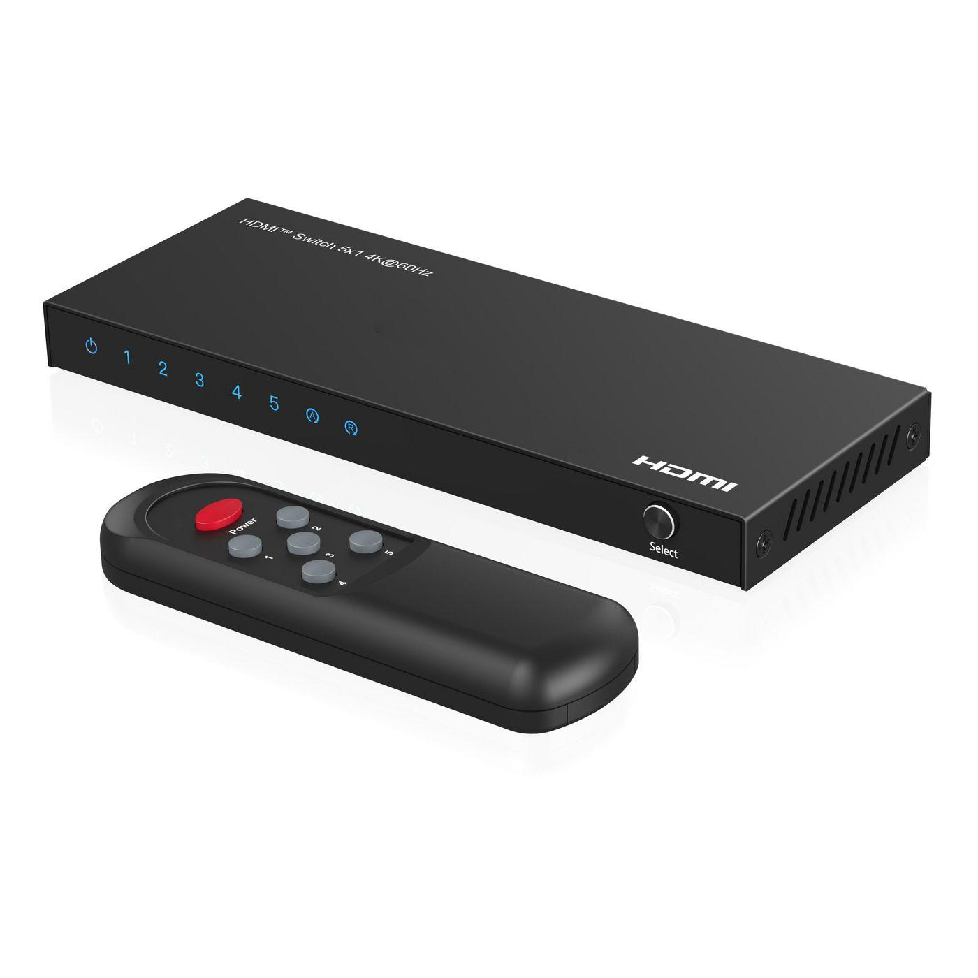 Microconnect MC-HDMISWITCH0501-4K conmutador de vdeo (4K60Hz HDMI Switch 5x1 HDCP - 2.2 w/ Remote control - Warranty 300M)