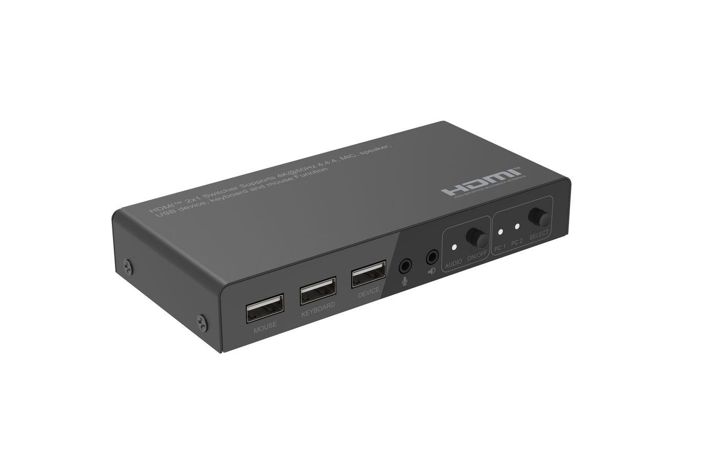 Microconnect MC-HDMIKVM0201-4K switch per keyboard-video-mouse kvm Nero (4K60Hz HDMI KVM switch 2x1 - 444 - Warranty 300M)