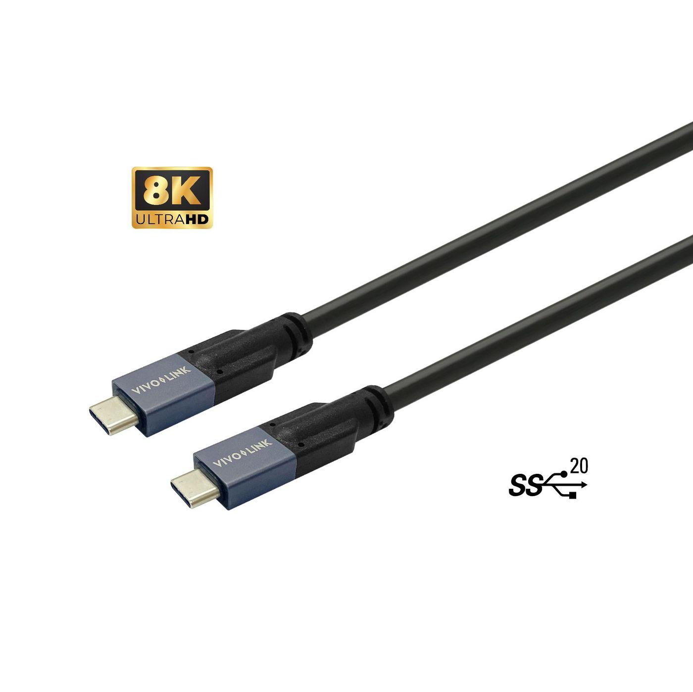 Vivolink PROUSBCMM7.5 cavo USB 75 m USB 3.2 Gen 2 3.1 Gen 2 USB C Nero (USB-C to USB-C Cable 7.5m - Supports 20 Gbps data - Cer