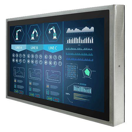 W22L100-SPA369 1920x1080 - VGA input P-Cap touch full - IP69K stainless steel chassis - Warranty 12M