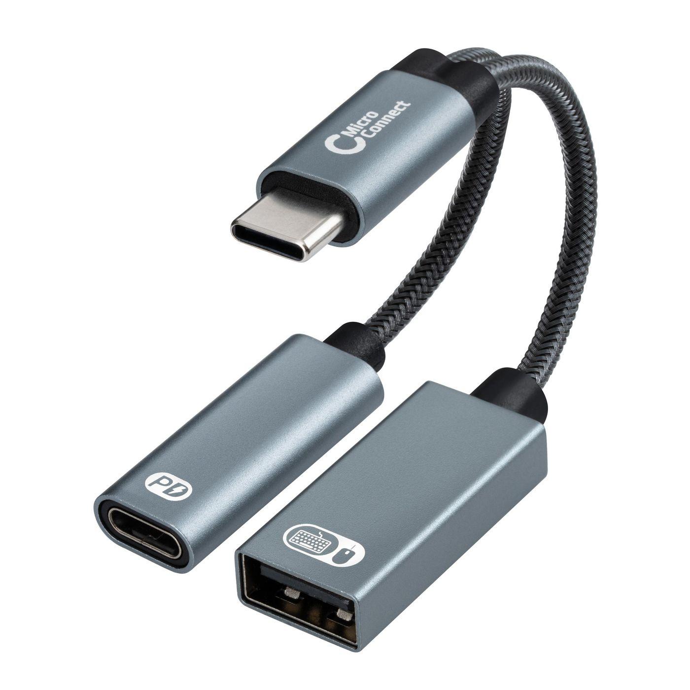 Microconnect MC-USBC-CFAF cavo e adattatore video 013 m Argento (USB-C to USB-C PD and USB-A - 2.0 Female Adapter Silver - 13cm)