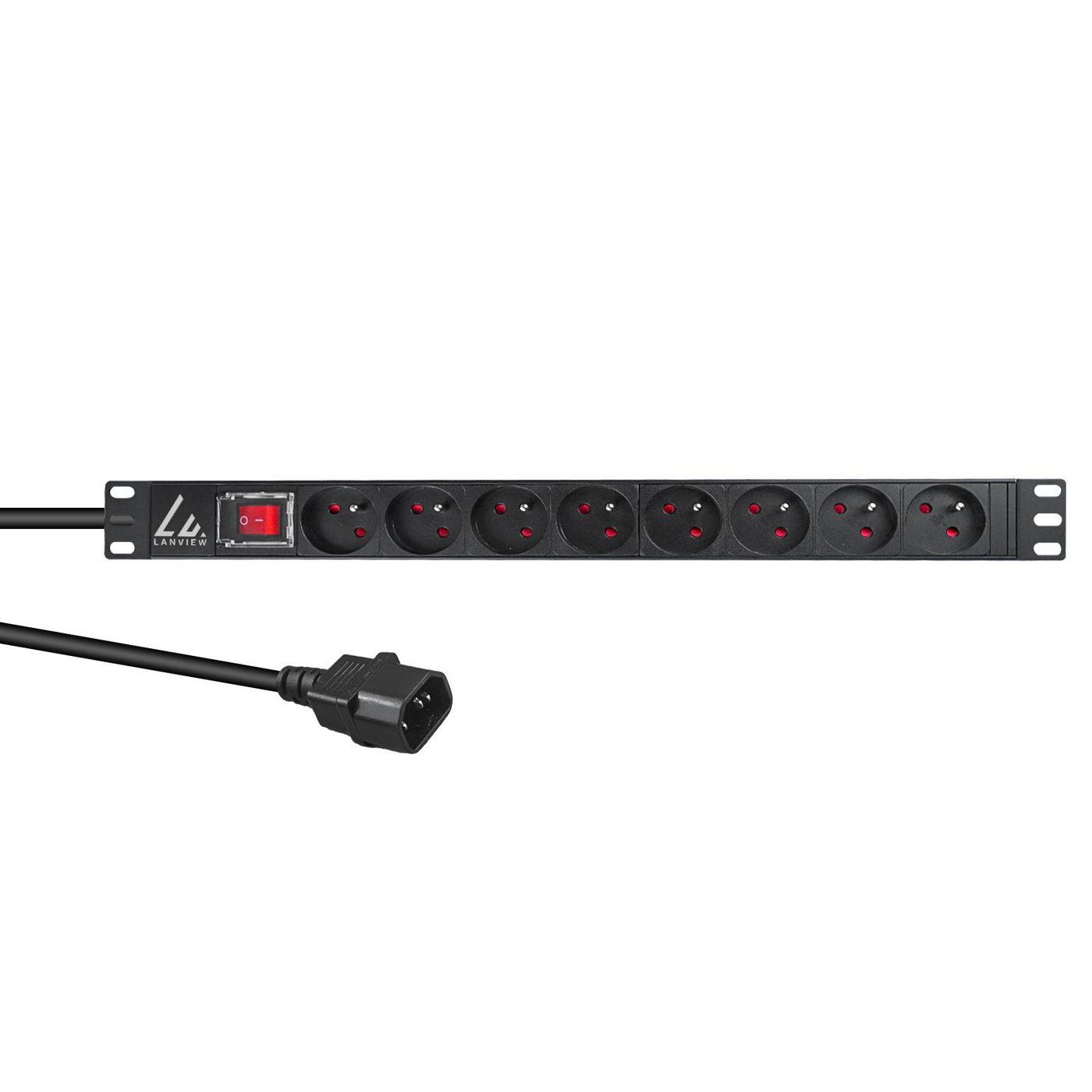 Lanview LVR-2MSCH-SW-C13-8 unitÃƒÆ’Ã‚Â  di distribuzione dell'energia [PDU] 8 presa[e] AC 1U Nero (19'' rack mount po