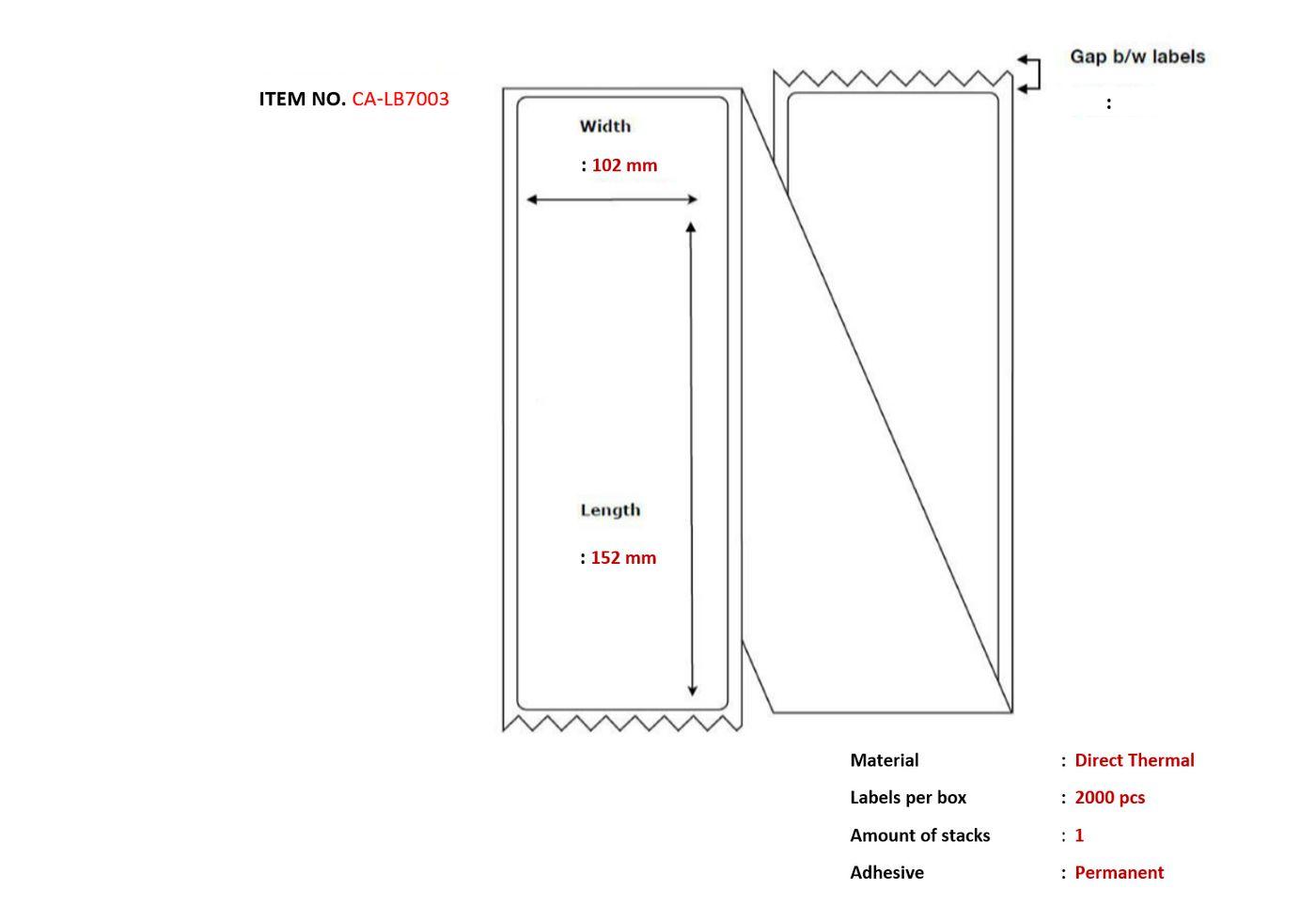 Capture CA-LB7003 etichetta per stampante (Ship-label 102 x 152mm - Direct Thermal Coated - Fanfold. 2000 labels per box)
