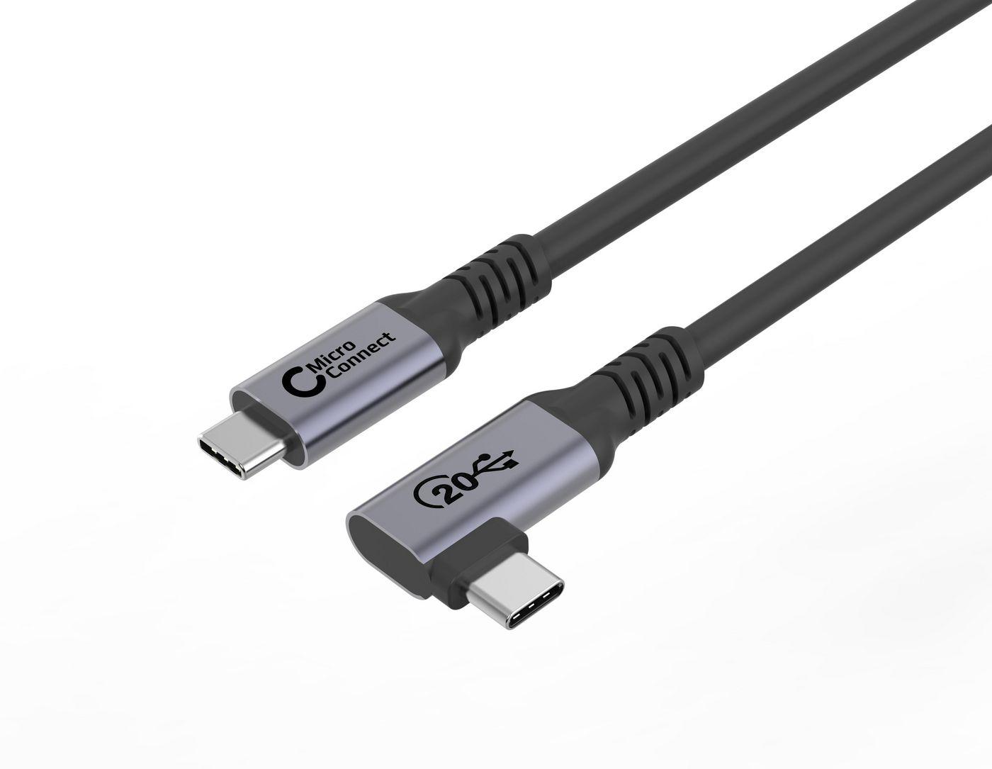 Microconnect USB3.2CC2-A cavo USB 2 m USB 3.2 Gen 2x2 USB C Nero (Premium USB-C cable 2m - 20Gbps 100W USB 3.2 Gen - 2x2 Angled