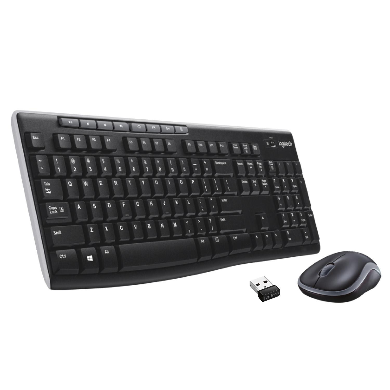 Logitech Wireless Combo MK270 tastiera Mouse incluso RF Wireless QWERTY US International Nero Argento