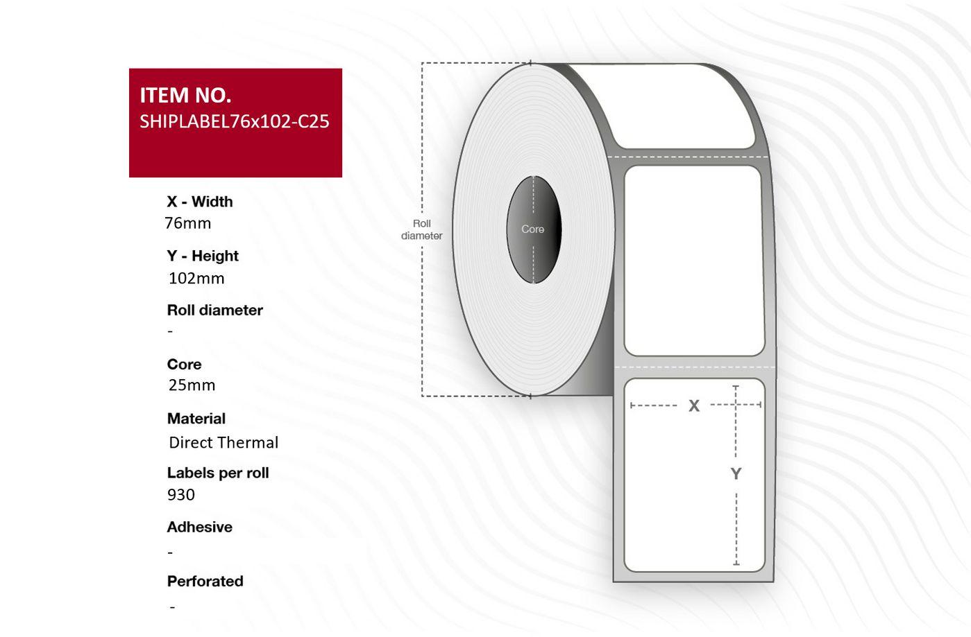 Ship-label 76 x 102mm Core...