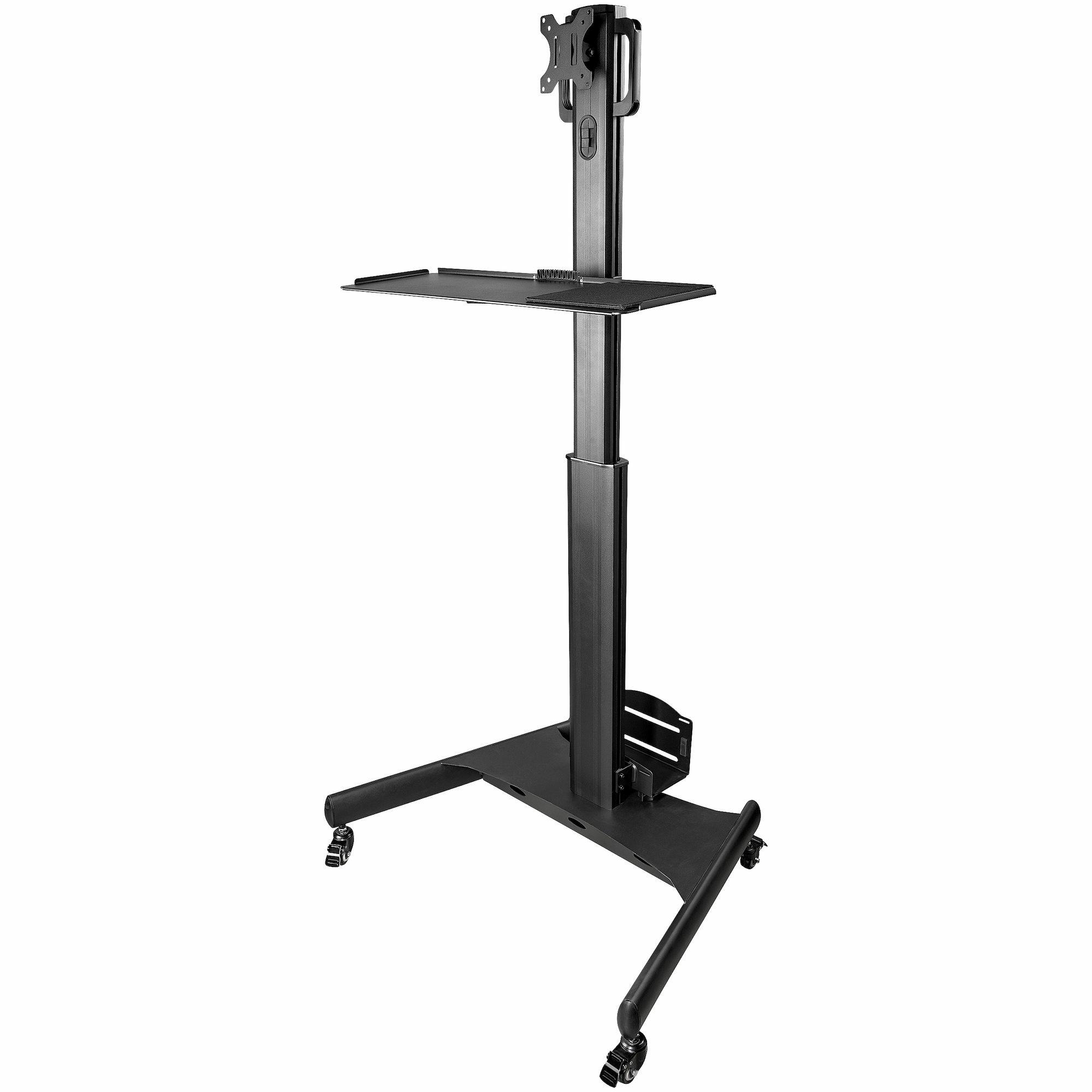 StarTech.com Scrivania sit stand - Postazione di lavoro mobile con supporto per monitor CPU/PC ripiano per tastiera - Carrello