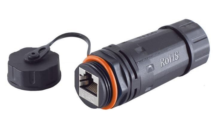 Microconnect KONCAT6A68 adattatore per inversione del genere dei cavi RJ-45 Nero (RJ45 coupler CAT 6a IP68 - short Outdoor - Wa