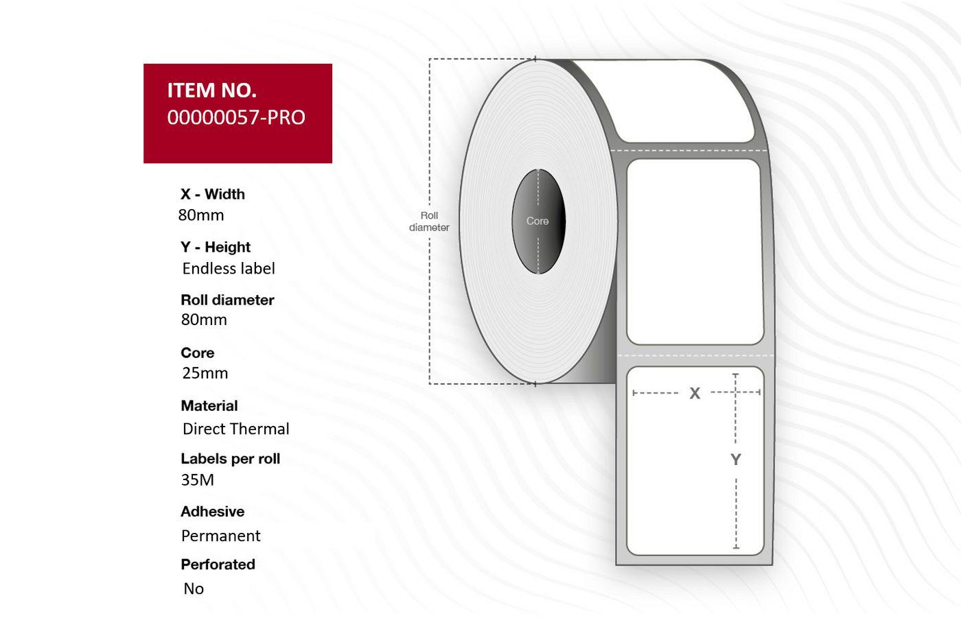 Capture 00000057-PRO etichetta per stampante (Label 80mmWidth x - 88mmOuter diameter - Core - 25. White. Premium. DT. Permanent