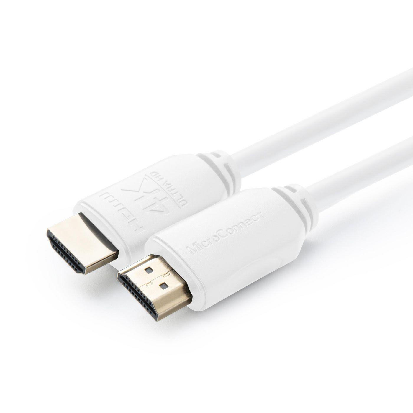 Microconnect MC-HDM19190.5V2.0WH cavo HDMI 0,5 m HDMI tipo A [Standard] Bianco (HDMI Cable 4K, 0.5m white - Warranty: 300M)