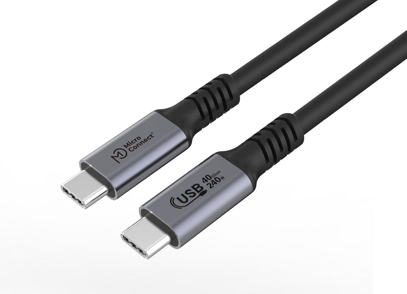 Microconnect USB4CC2-240W cavo USB 2 m USB4 Gen 3x2 USB C Nero (Premium USB4 USB-C cable 2m - 40Gbps, 240W - Warranty: 300M)