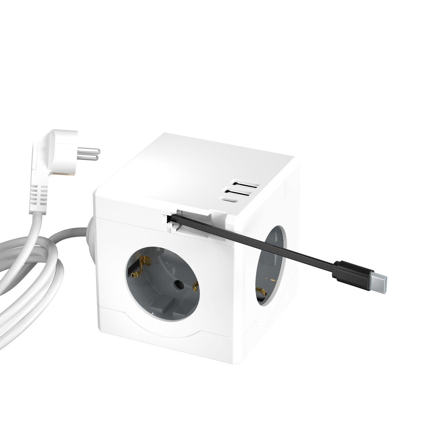 Microconnect MC-CUBE015ATUSBC non classificato (Power Cube 3 Schuko outlets - 2 USB A ports 1 USB-C port - 15m cable White - Wa