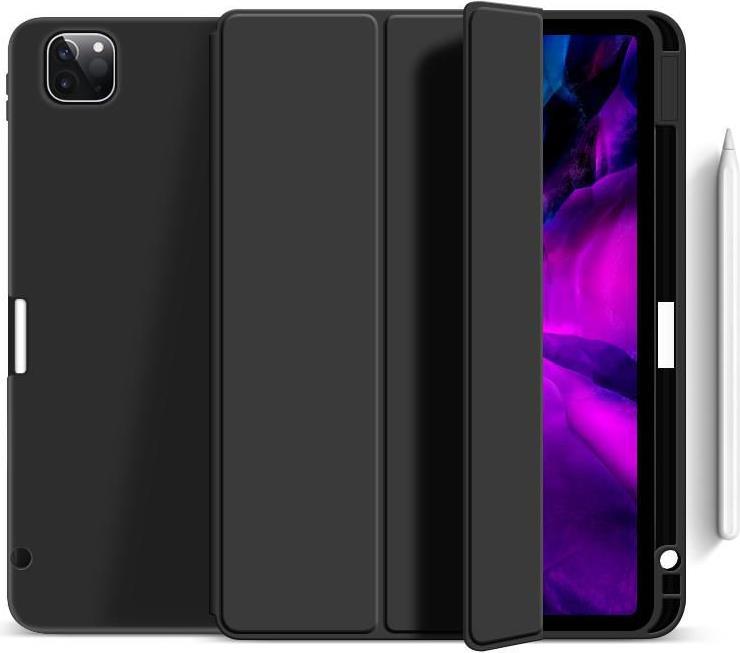Cover for MIAMI Pencil Case iPad Pro 13 - 2024. Black PU leather front - with soft TPU back. Pencil slot for charging in cover