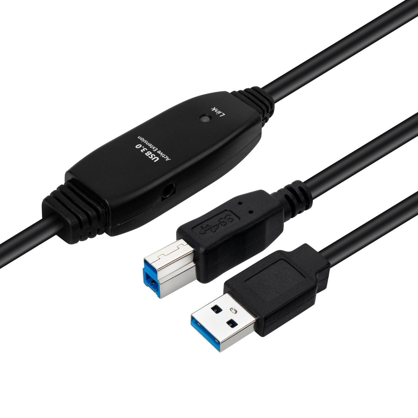 Active USB 3.2 Gen 1 A-B 7m - M-M Black Active USB 3.2 Gen - 1 Cable 7m - Warranty 300M