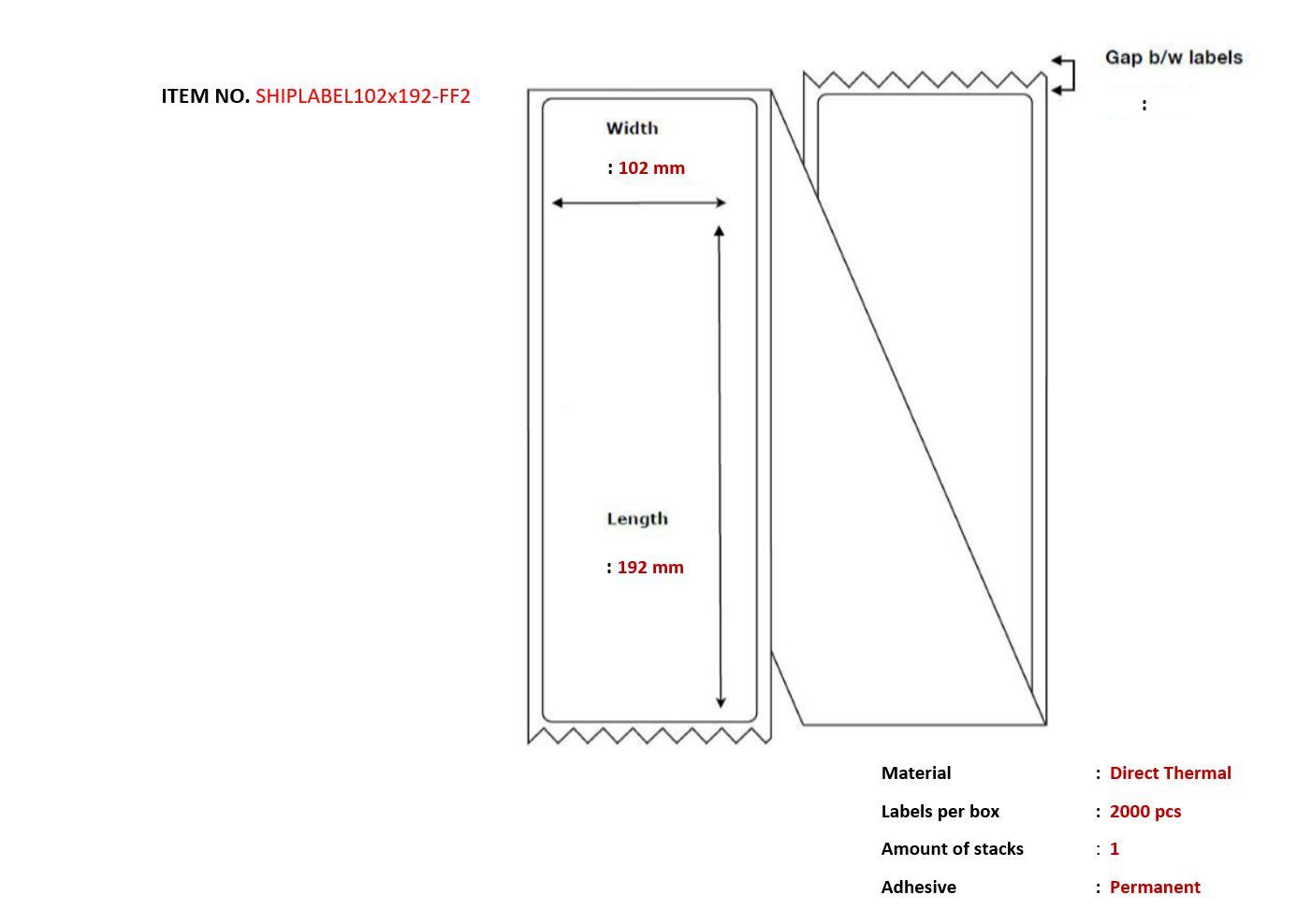 Ship-label 102 x 192mm -...