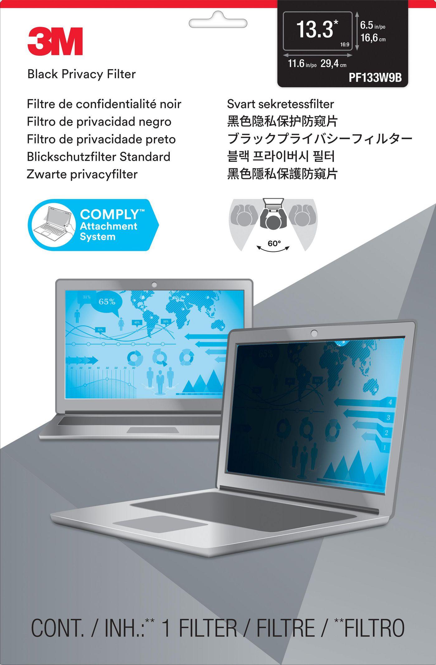 3M PF133W9B Filtro per la privacy senza bordi per display 33,8 cm (13.3")