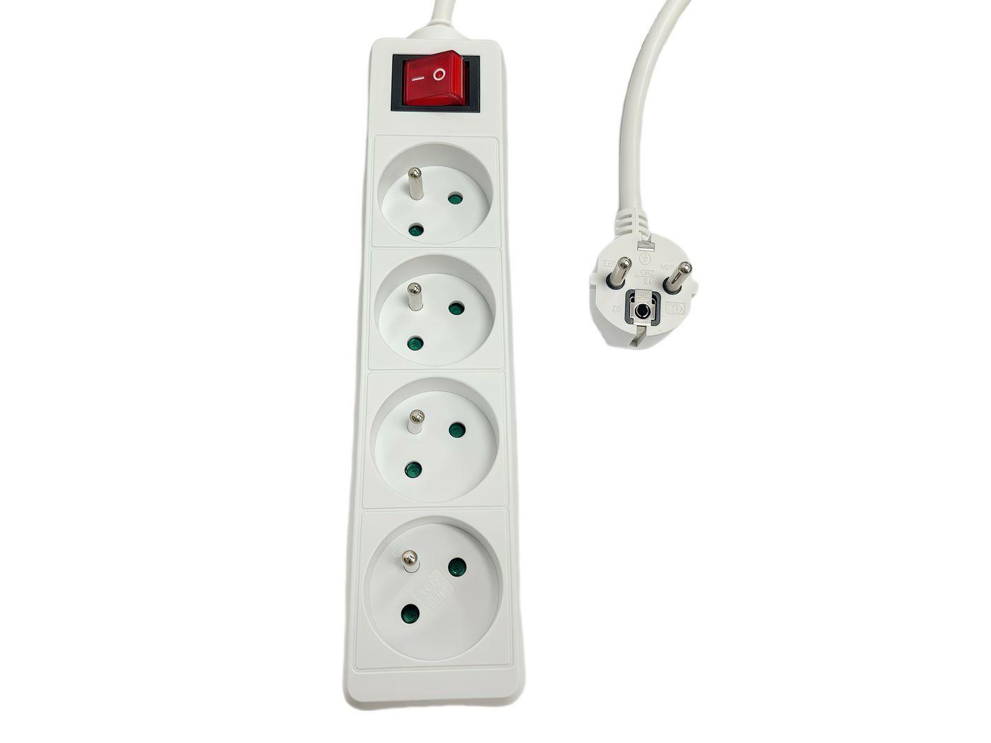 4-way Power Strip on/off -...