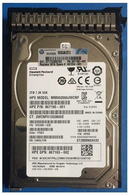 HDD 2TB 12G 7.2K SFF SAS SC - Warranty 36M