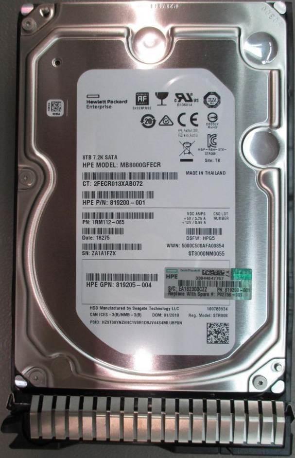 HPE P02758-001 disco rigido interno 7200 Giri/min 3.5 SATA (DRV HDD 8TB 7.2K LFF - 512E DS SC SPCL - Warranty: 36M)