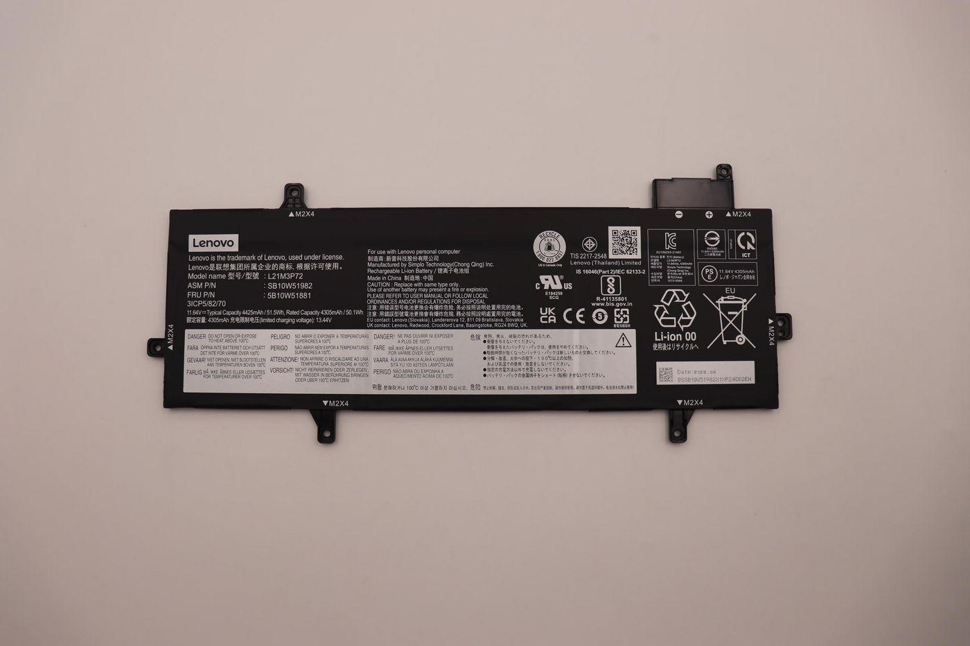 51.5Wh internal lithium-ion - battery for Lenovo ThinkPad - Z13 Gen 1 - Warranty: 3M
