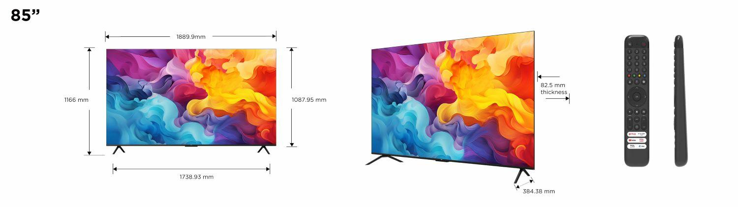 TCL P61 Smart TV Ultra HD 4K 85" 85P61B Dolby Audio Controlli vocali Google TV
